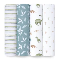 Aden + Anais Essentials Cotton Muslin Swaddle Blanket 4 pk - Dino Jungle