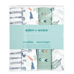 Aden + Anais Essentials Cotton Muslin Swaddle Blanket 4 pk - Dinotime
