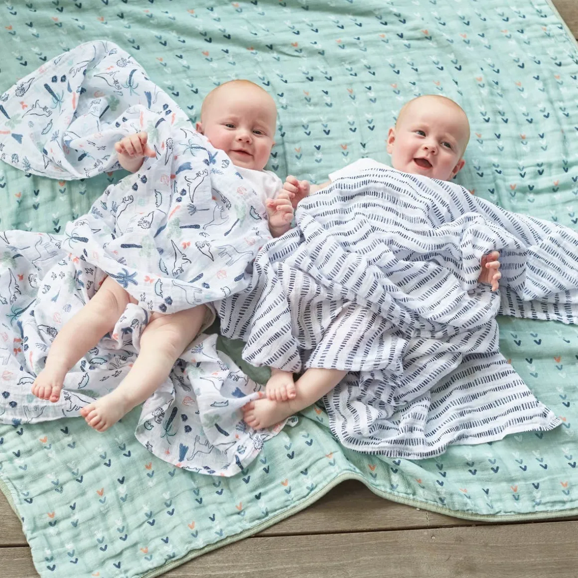 Aden + Anais Essentials Cotton Muslin Swaddle Blanket 4 pk - Dinotime