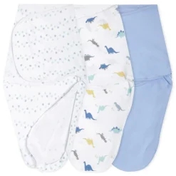 Aden + Anais Essentials Easy Swaddle Wrap Quick Change 3 pk - Dino-Rama (0-3 months)