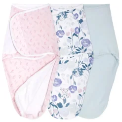 Aden + Anais Essentials Easy Swaddle Wrap Quick Change 3 pk - Flowers Bloom(0-3 months)