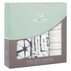 Aden + Anais Silky Soft Swaddles, 3 Pack - Pebble Shibori