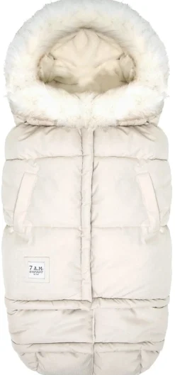 7AM Enfant Blanket 212 Evolution Tundra Footmuff - Heather Beige / White Faux Fur