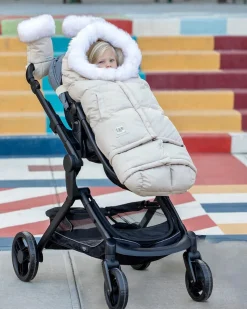 7AM Enfant Blanket 212 Evolution Tundra Footmuff - Heather Beige / White Faux Fur