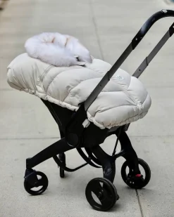 7AM Enfant Car Seat Cocoon Tundra - Heather Beige / White Faux Fur