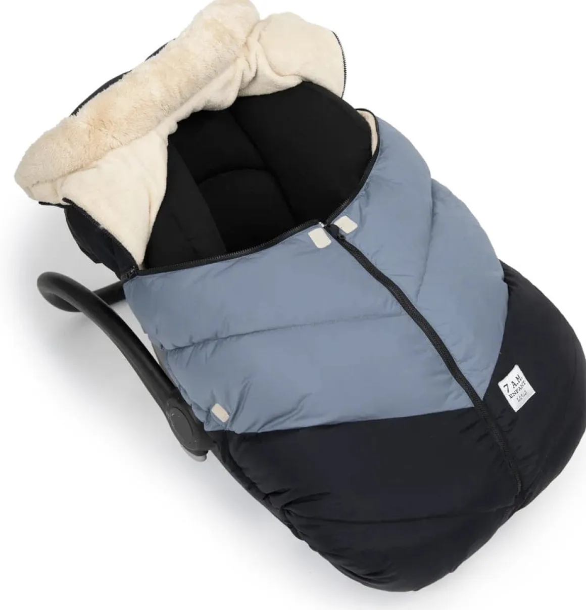 7AM Enfant Cocoon Car Seat Cover - Black / Ash Blue