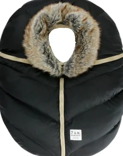 7AM Enfant Cocoon Car Seat Cover - Black Faux Fur