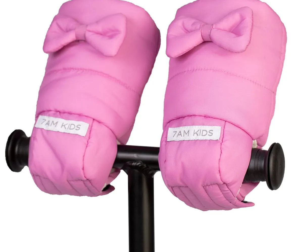 7AM Enfant KIDS Warmmuffs - Bows - Hot Pink (2T-4T)