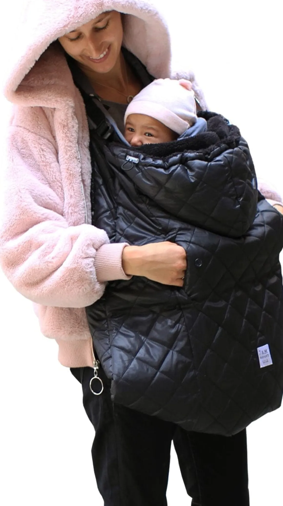 7AM Enfant K-Poncho Baby Carrier Cover - Black Plush