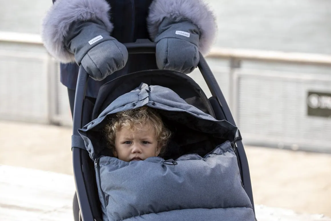 7AM Enfant Plushpod Footmuff - Tundra - Heather Grey Dark - Arctic Faux Fur (0-18m)