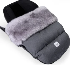 7AM Enfant Plushpod Footmuff - Tundra - Heather Grey Dark - Arctic Faux Fur (18m-3T)