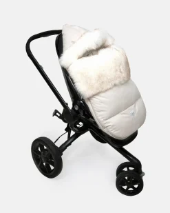7AM Enfant Plushpod Footmuff - Tundra Heather Beige / White Faux Fur (0-18m)