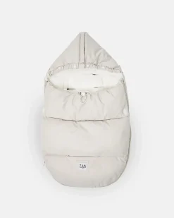 7AM Enfant Plushpod Footmuff - Tundra Heather Beige / White Faux Fur (0-18m)