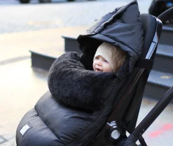 7AM Enfant POD Footmuff, Small/Medium (0-18M) - Black Plush