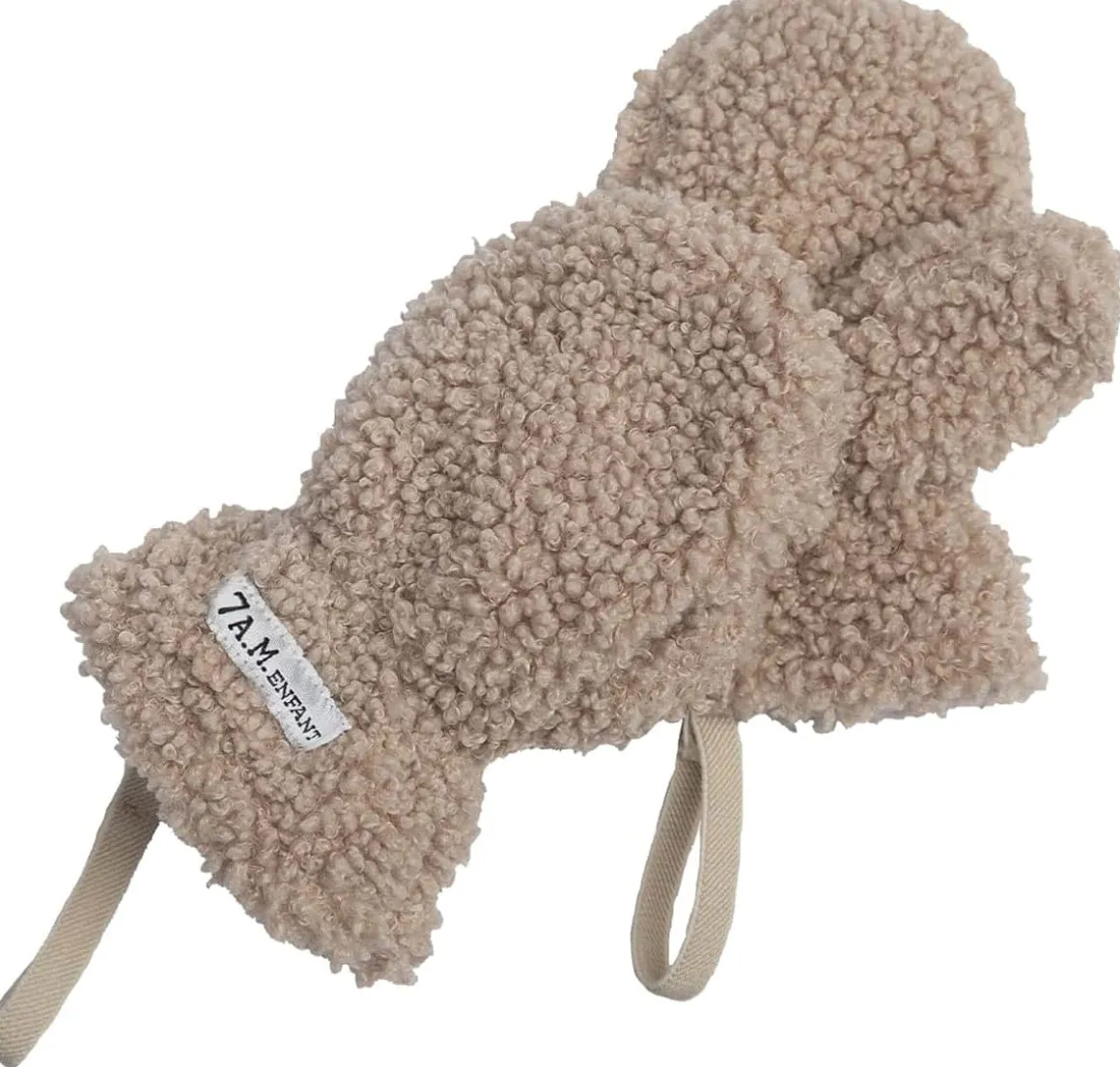 7AM Enfant The Cub Mitten & Hat Set - Teddy - Oatmeal Teddy (0-6m)