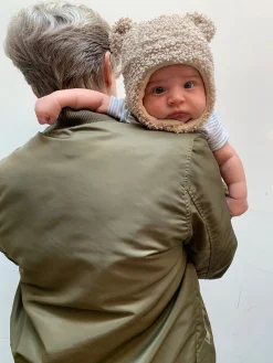 7AM Enfant The Cub Mitten & Hat Set - Teddy - Oatmeal Teddy (0-6m)