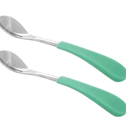 Avanchy Stainless Steel Infant Spoons, 2 Pack - Green