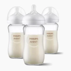 Avent Glass Natural Baby Bottle With Natural Response Nipple, 8oz, 3pk