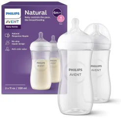 Avent Natural Baby Bottle With Natural Response Nipple, Clear, 11oz, 2pk