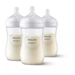 Avent Natural Baby Bottle With Natural Response Nipple, Clear, 9oz, 3pk