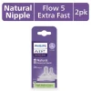 Avent Natural Response Nipples, Extra Fast Flow (Flow 5), 2-pack