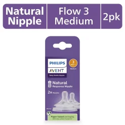 Avent Natural Response Nipples, Medium Flow (Flow 3), 2-pack