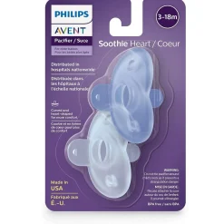 Avent Soothie Heart Pacifier 3-18m, Blue / Light Blue, 2 pack