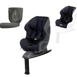 Babyark Classic Convertible Car Seat + Exta Cover + Cup Holder Foodie Bundle - Charcoal Grey / Midnight Blue