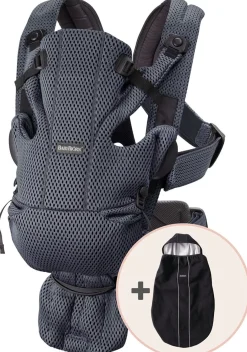 BabyBjorn Baby Carrier Free, 3D Mesh + Cover Bundle - Anthracite / Black