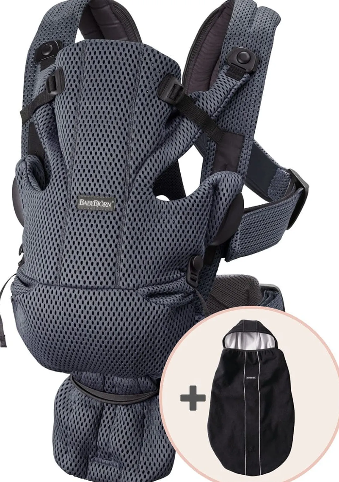BabyBjorn Baby Carrier Free, 3D Mesh + Cover Bundle - Anthracite / Black