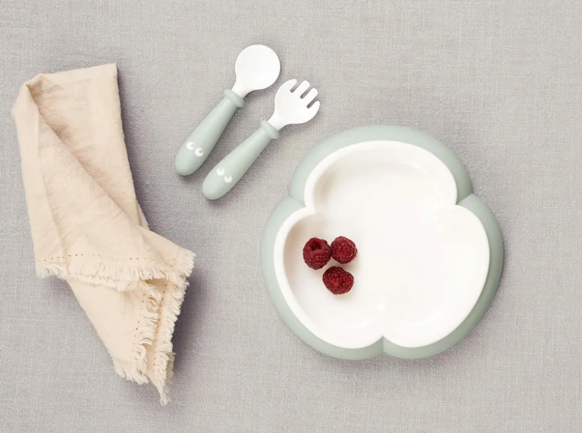 BabyBjorn Baby Plate, Spoon and Fork, 2 sets - Powder Blue