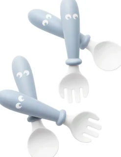 BabyBjorn Baby Spoon and Fork, 4 pcs - Powder Blue
