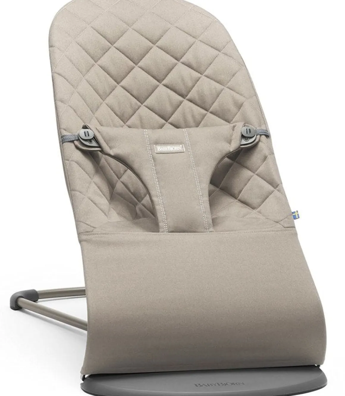 BabyBjorn Bouncer Bliss, Dark Gray Frame Classic Quilt Cotton Sand Gray