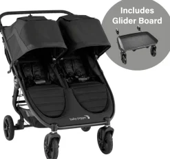 Baby Jogger City Mini GT2 Double Stroller + Glider Board Bundle - Jet