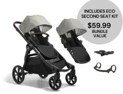 Baby Jogger City Select 2 Double Stroller Bundle - Eco Collection - Frosted Ivory