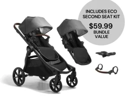Baby Jogger City Select 2 Double Stroller Bundle - Eco Collection - Harbor Grey