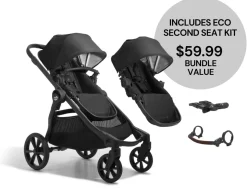 Baby Jogger City Select 2 Double Stroller Bundle - Eco Collection - Lunar Black