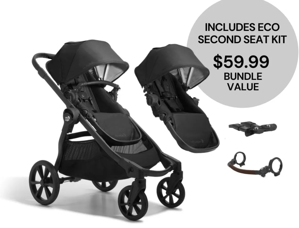Baby Jogger City Select 2 Double Stroller Bundle - Eco Collection - Lunar Black