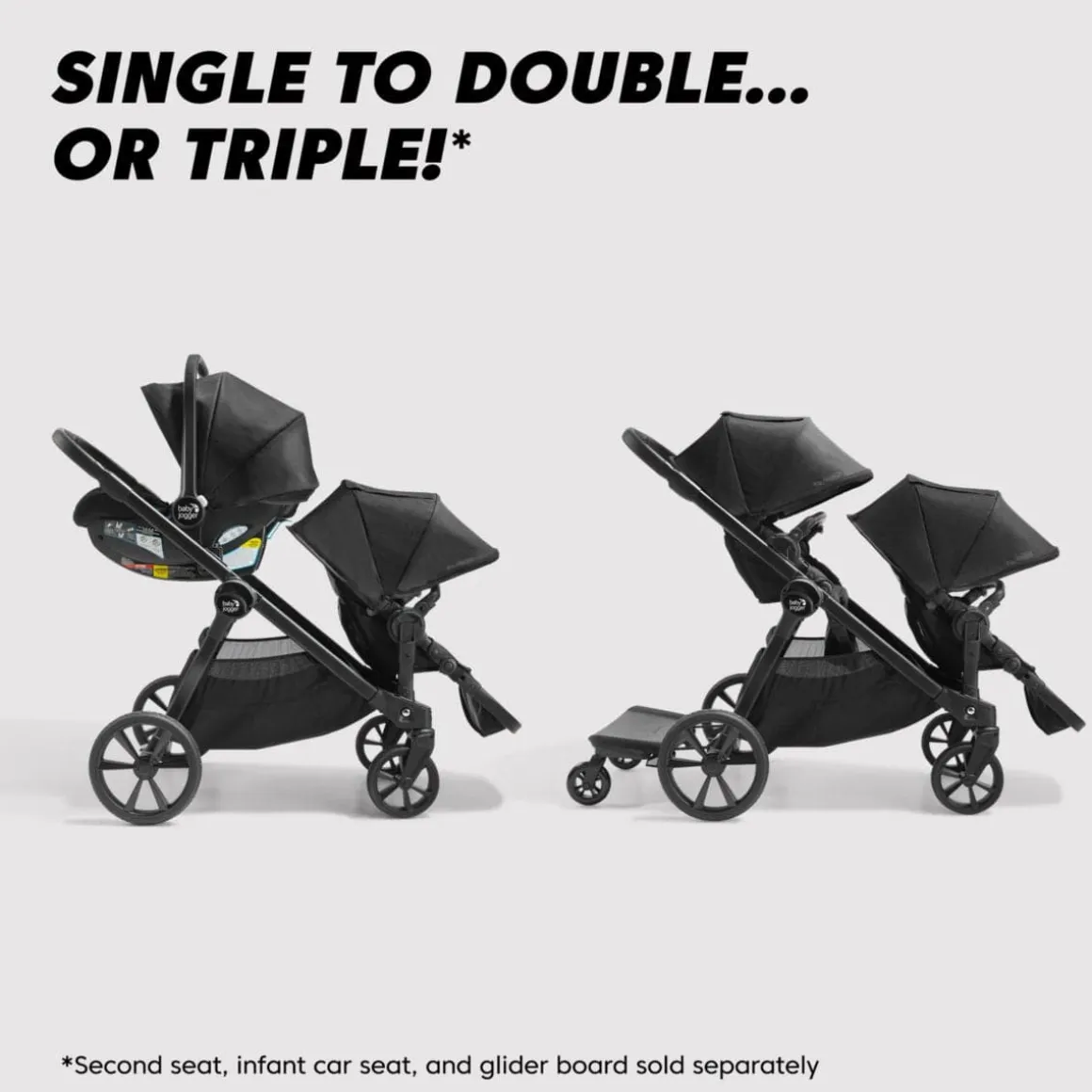 Baby Jogger City Select 2 Double Stroller Bundle - Eco Collection - Lunar Black