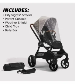 Baby Jogger City Sights + City GO 2 Travel System + Accessory Bundle - Frosted Ivory / Slate