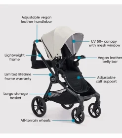 Baby Jogger City Sights + City GO 2 Travel System + Accessory Bundle - Frosted Ivory / Slate