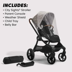 Baby Jogger City Sights Stroller + Accessory Bundle - Frosted Ivory