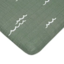 Babyletto All-Stages Bassinet Sheet in GOTS Certified Organic Muslin Cotton-Ocean Waves