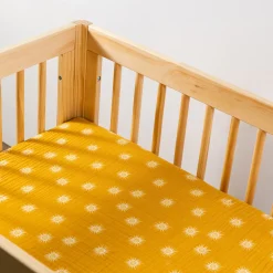 Babyletto All-Stages Midi Crib Sheet in GOTS Certified Organic Muslin Cotton - Golden Hour