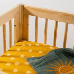 Babyletto All-Stages Midi Crib Sheet in GOTS Certified Organic Muslin Cotton - Golden Hour