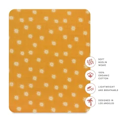 Babyletto All-Stages Midi Crib Sheet in GOTS Certified Organic Muslin Cotton - Golden Hour