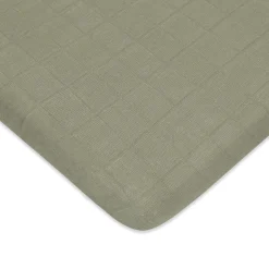 Babyletto All-Stages Midi Crib Sheet in GOTS Certified Organic Muslin Cotton - Matcha