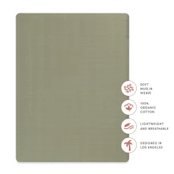 Babyletto All-Stages Midi Crib Sheet in GOTS Certified Organic Muslin Cotton - Matcha