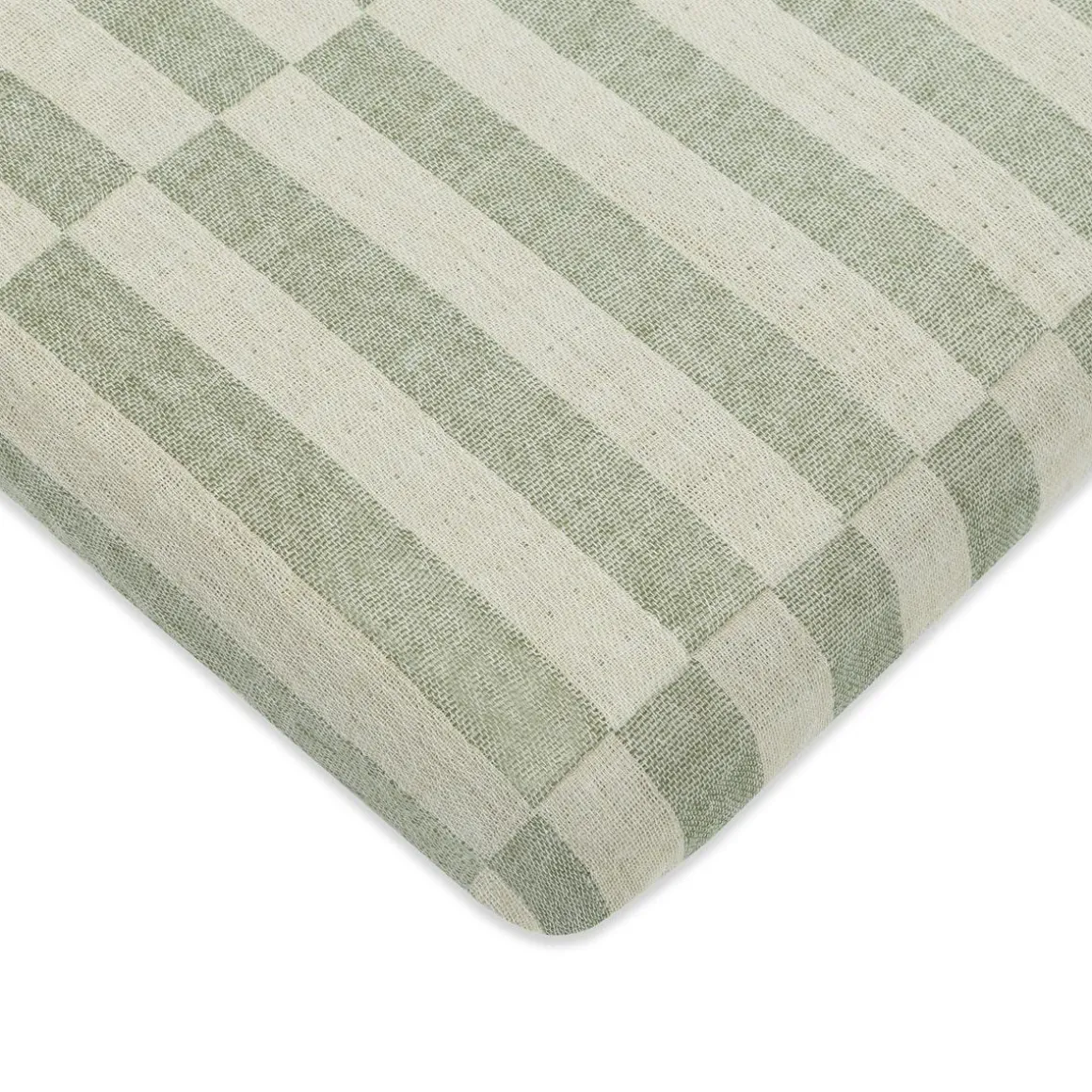 Babyletto All-Stages Midi Crib Sheet in GOTS Certified Organic Muslin Cotton - Moss Stripe
