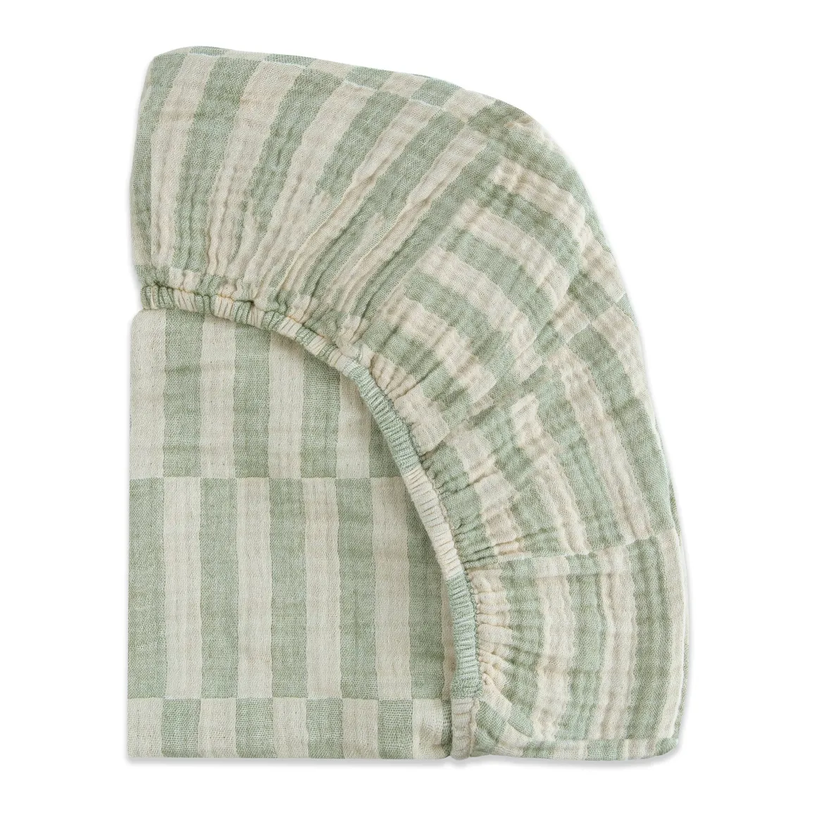 Babyletto All-Stages Midi Crib Sheet in GOTS Certified Organic Muslin Cotton - Moss Stripe
